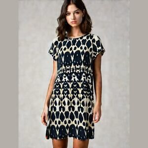 CALVIN KLEIN Brown Animal Print Short Sleeve T-Shirt Dress Size Petite Medium